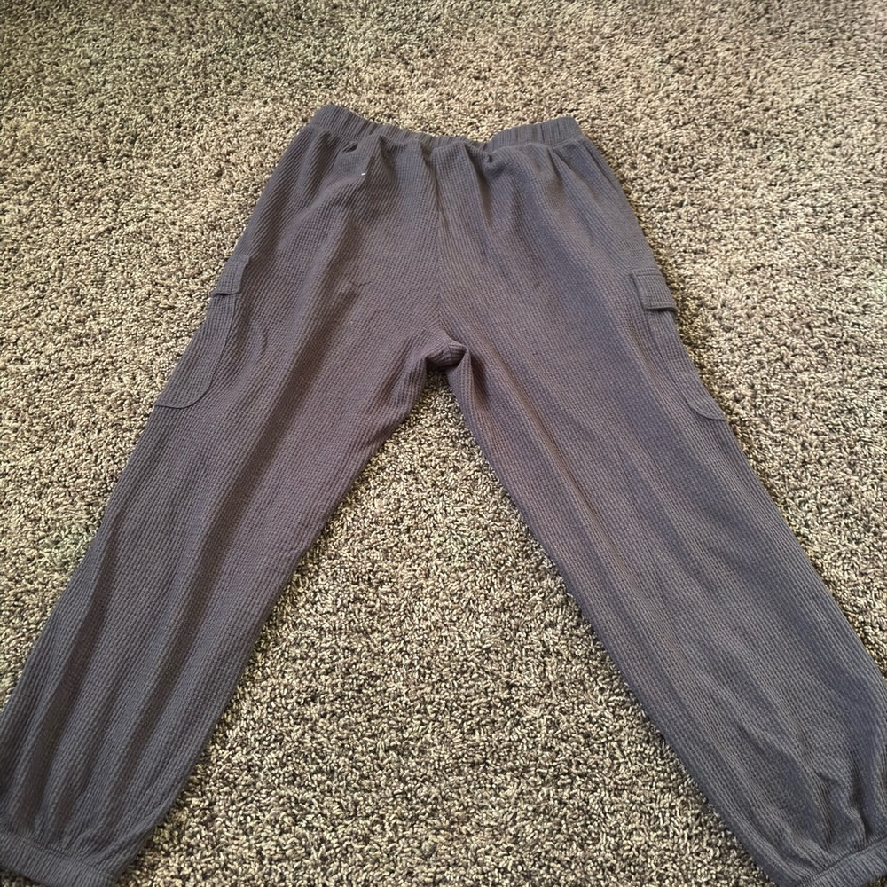aerie Kids Gray Waffle-Knit Cargo Joggers